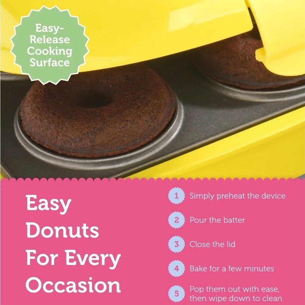 Babycakes Mini's Nonstick Coated Donut Maker #DNM-30 [Yellow] *NEW NO BOX